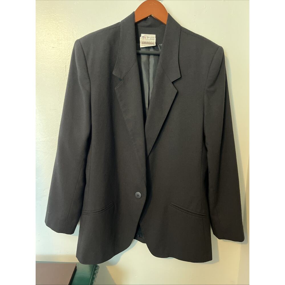 Vintage Country Suburbans‎ 80s 90s Women's Black Blazer Sz 16 Button Closure USA